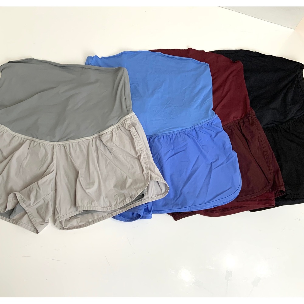 Lot of 4 Maacie Sz Small Maternity Athletic Shorts Lined Gray Blue Maroon Black